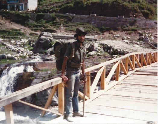 Joseph, with an ice axe, on the way to glaciers above Manali, 1983. Photo courtesy: Joseph Joy